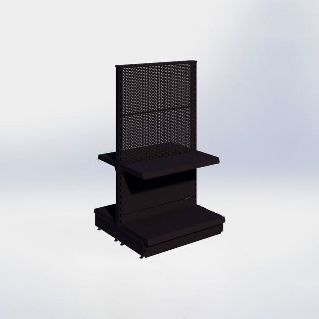 Middenstelling perforatie - H140 x B80 x D37 cm - 2 niveaus - Zwart