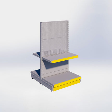 Middenstelling perforatie - H140 x B80 x D47 cm - 2 niveaus - Grijs