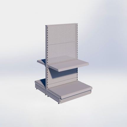 Middenstelling perforatie - H140 x B80 x D47 cm - 2 niveaus - Grijs