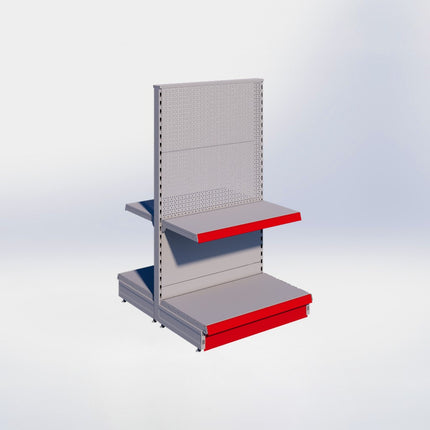 Middenstelling perforatie - H140 x B80 x D47 cm - 2 niveaus - Grijs