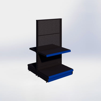 Middenstelling perforatie - H140 x B80 x D47 cm - 2 niveaus - Zwart