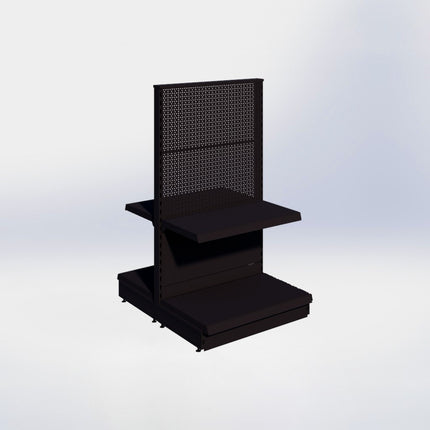 Middenstelling perforatie - H140 x B80 x D47 cm - 2 niveaus - Zwart