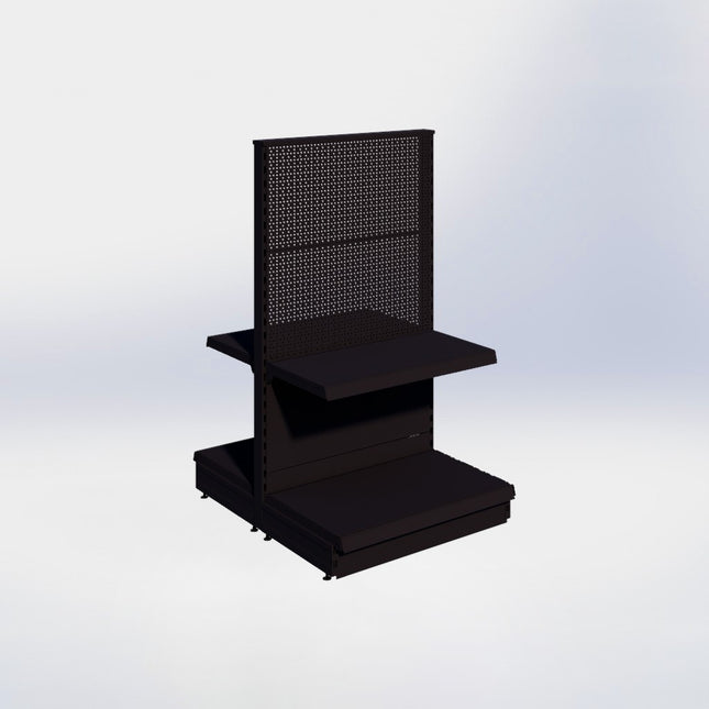 Middenstelling perforatie - H140 x B80 x D47 cm - 2 niveaus - Zwart