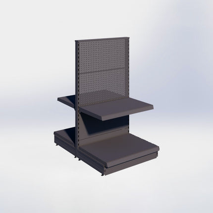 Middenstelling perforatie - H140 x B80 x D57 cm - 2 niveaus - Antraciet