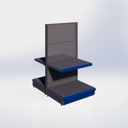 Middenstelling perforatie - H140 x B80 x D57 cm - 2 niveaus - Antraciet