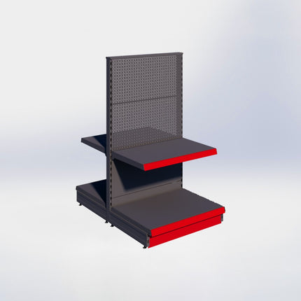 Middenstelling perforatie - H140 x B80 x D57 cm - 2 niveaus - Antraciet