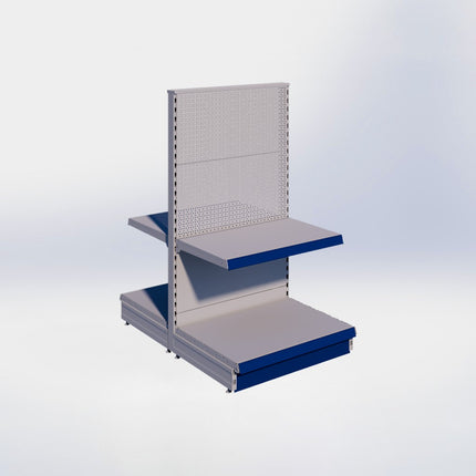 Middenstelling perforatie - H140 x B80 x D57 cm - 2 niveaus - Grijs