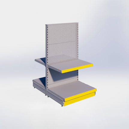 Middenstelling perforatie - H140 x B80 x D57 cm - 2 niveaus - Grijs