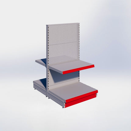 Middenstelling perforatie - H140 x B80 x D57 cm - 2 niveaus - Grijs