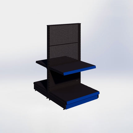 Middenstelling perforatie - H140 x B80 x D57 cm - 2 niveaus - Zwart