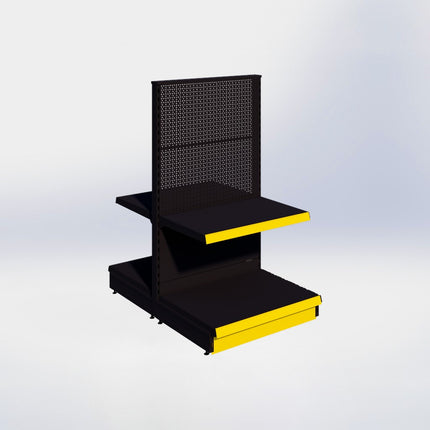 Middenstelling perforatie - H140 x B80 x D57 cm - 2 niveaus - Zwart