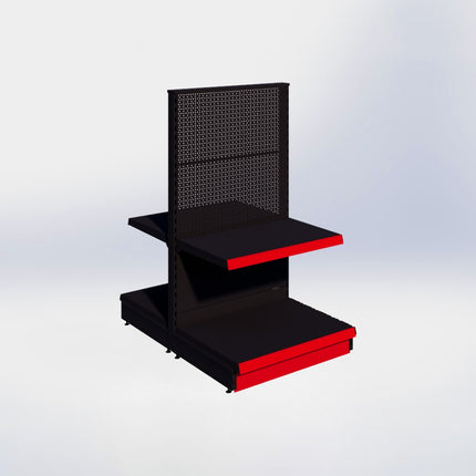 Middenstelling perforatie - H140 x B80 x D57 cm - 2 niveaus - Zwart