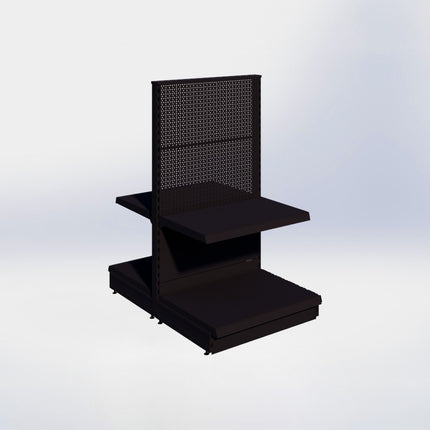 Middenstelling perforatie - H140 x B80 x D57 cm - 2 niveaus - Zwart