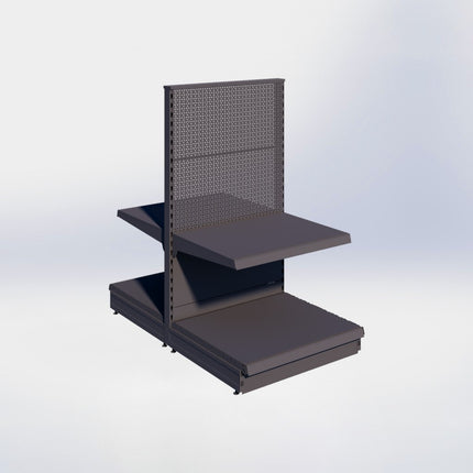 Middenstelling perforatie - H140 x B80 x D67 cm - 2 niveaus - Antraciet