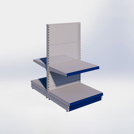 Middenstelling perforatie - H140 x B80 x D67 cm - 2 niveaus - Grijs