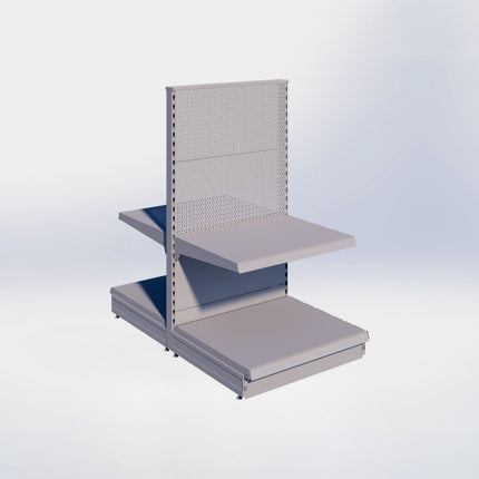 Middenstelling perforatie - H140 x B80 x D67 cm - 2 niveaus - Grijs