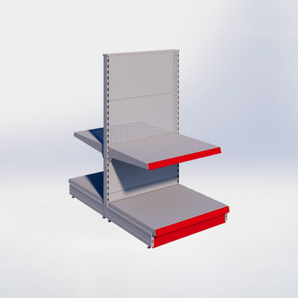 Middenstelling perforatie - H140 x B80 x D67 cm - 2 niveaus - Grijs