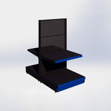 Middenstelling perforatie - H140 x B80 x D67 cm - 2 niveaus - Zwart