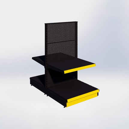 Middenstelling perforatie - H140 x B80 x D67 cm - 2 niveaus - Zwart