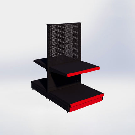 Middenstelling perforatie - H140 x B80 x D67 cm - 2 niveaus - Zwart