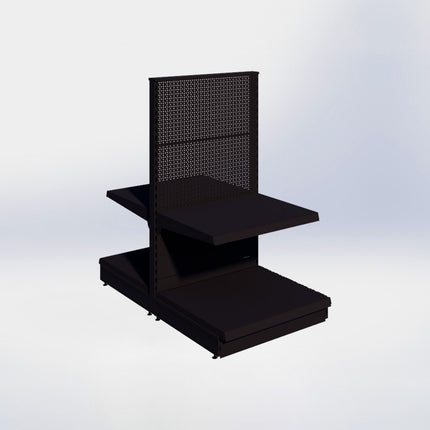 Middenstelling perforatie - H140 x B80 x D67 cm - 2 niveaus - Zwart