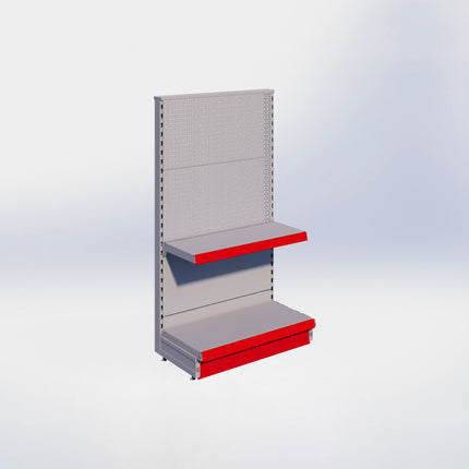 Kopstelling perforatie - H140 x B80 x D37 cm - 2 niveaus - Grijs