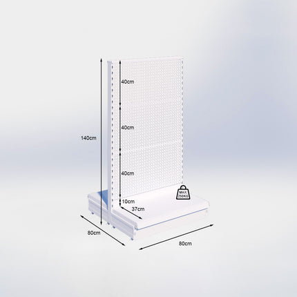 Middenstelling perforatie - H140 x B80 x D37 cm - 1 niveau - Zwart