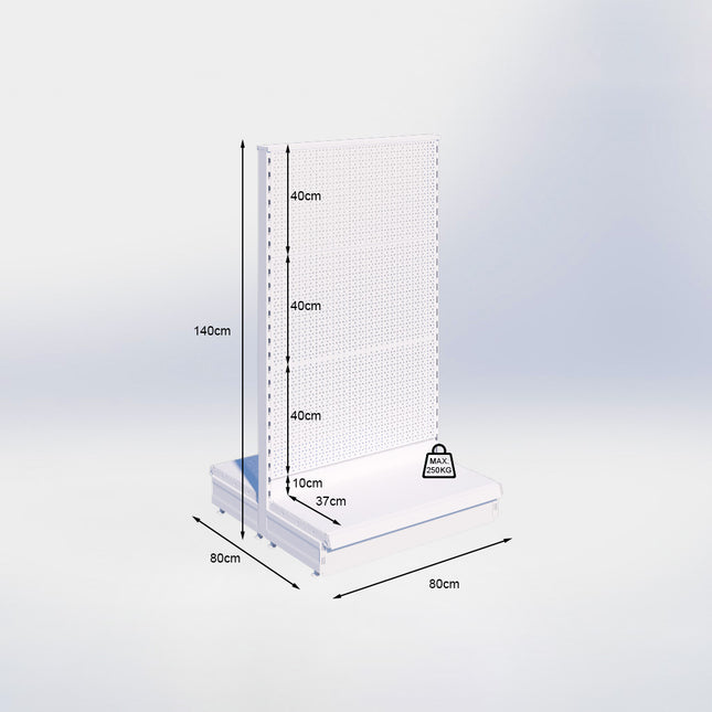 Middenstelling perforatie - H140 x B80 x D37 cm - 1 niveau - Zwart
