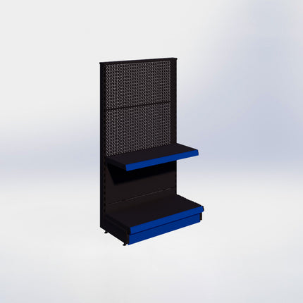 Kopstelling perforatie - H140 x B80 x D37 cm - 2 niveaus - Zwart