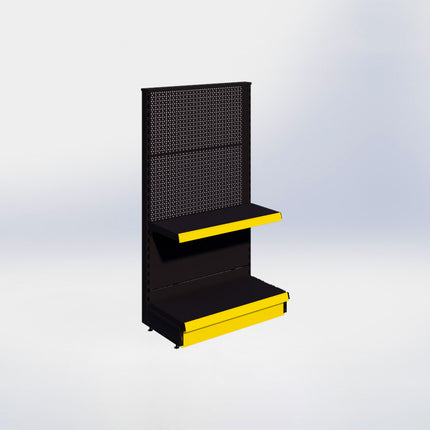 Kopstelling perforatie - H140 x B80 x D37 cm - 2 niveaus - Zwart