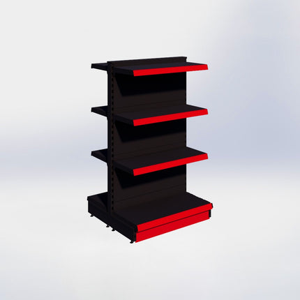 Middenstelling - H140 x B80 x D37 cm - 4 niveaus - Zwart