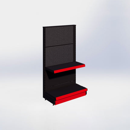 Kopstelling perforatie - H140 x B80 x D37 cm - 2 niveaus - Zwart