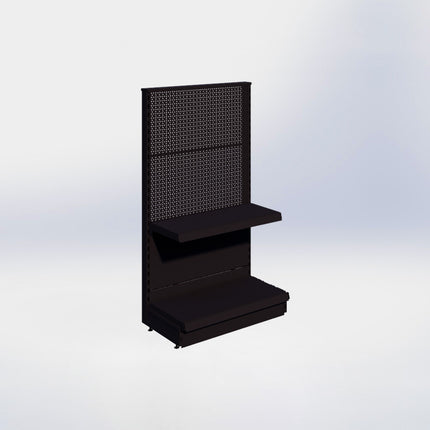 Kopstelling perforatie - H140 x B80 x D37 cm - 2 niveaus - Zwart