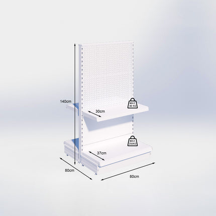 Middenstelling perforatie - H140 x B80 x D37 cm - 2 niveaus - Zwart