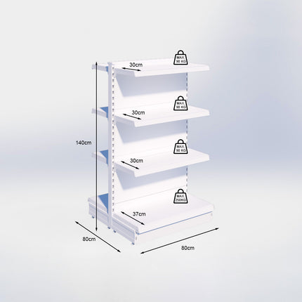 Middenstelling - H140 x B80 x D37 cm - 4 niveaus - Antraciet