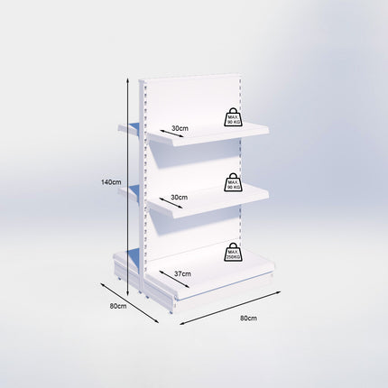 Middenstelling - H140 x B80 x D37 cm - 3 niveaus - Antraciet
