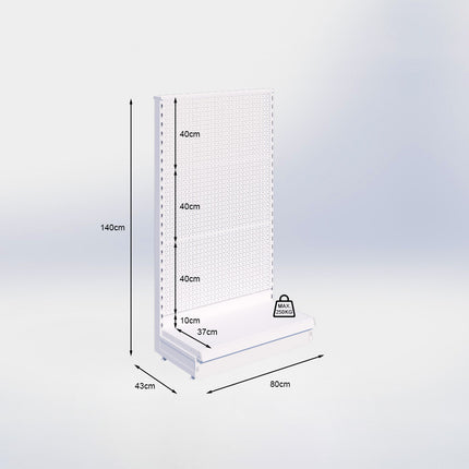 Kopstelling perforatie - H140 x B80 x D37 cm - 1 niveau - Grijs