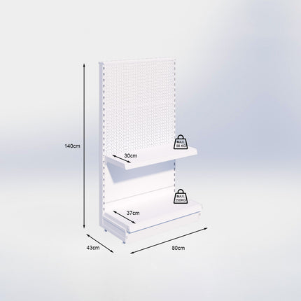 Kopstelling perforatie - H140 x B80 x D37 cm - 2 niveaus - Antraciet