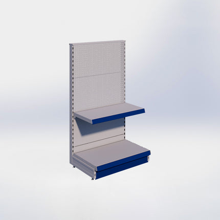 Kopstelling perforatie - H140 x B80 x D47 cm - 2 niveaus - Grijs