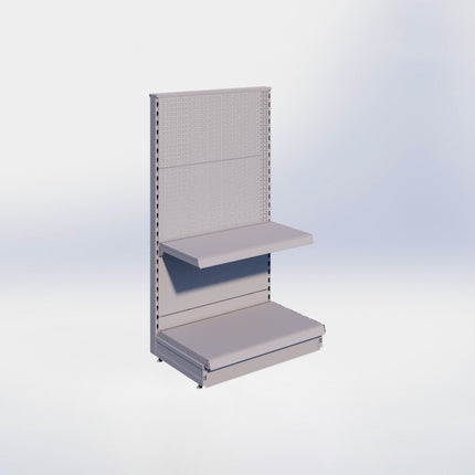 Kopstelling perforatie - H140 x B80 x D47 cm - 2 niveaus - Grijs