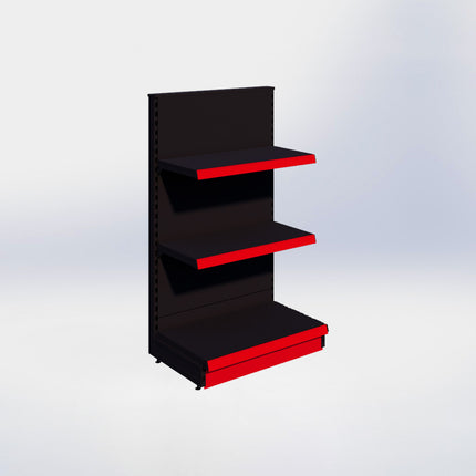 Kopstelling - H140 x B80 x D47 cm - 3 niveaus - Zwart