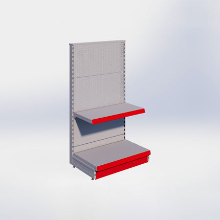 Kopstelling perforatie - H140 x B80 x D47 cm - 2 niveaus - Grijs