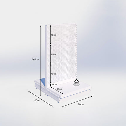 Middenstelling perforatie - H140 x B80 x D47 cm - 1 niveau - Zwart