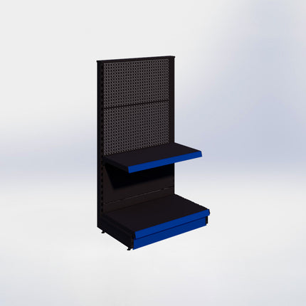 Kopstelling perforatie - H140 x B80 x D47 cm - 2 niveaus - Zwart