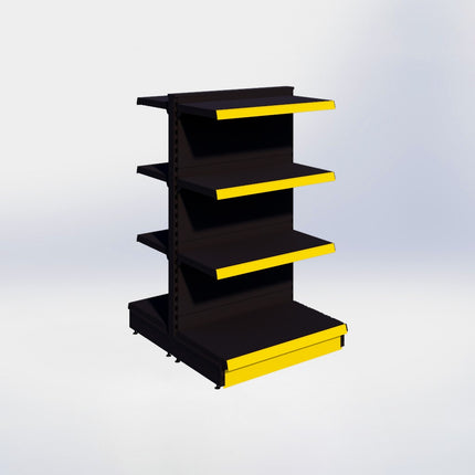 Middenstelling - H140 x B80 x D47 cm - 4 niveaus - Zwart