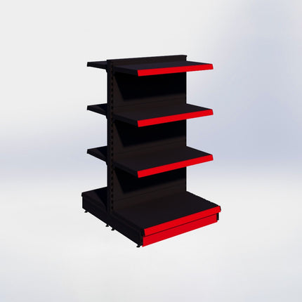 Middenstelling - H140 x B80 x D47 cm - 4 niveaus - Zwart