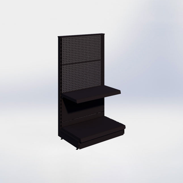 Kopstelling perforatie - H140 x B80 x D47 cm - 2 niveaus - Zwart