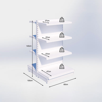 Middenstelling - H140 x B80 x D47 cm - 4 niveaus - Antraciet