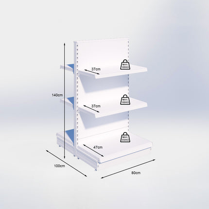 Middenstelling - H140 x B80 x D47 cm - 3 niveaus - Antraciet
