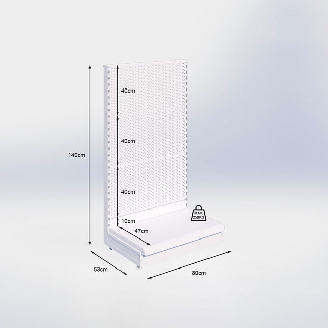 Kopstelling perforatie - H140 x B80 x D47 cm - 1 niveau - Grijs
